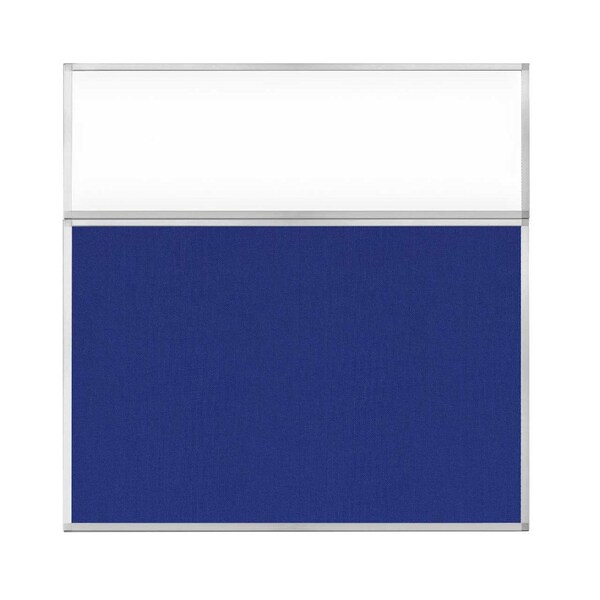 Hush Panel Configurable Cubicle Partition 6' x 6' W/ Window Royal Blue Fabric Clear Window